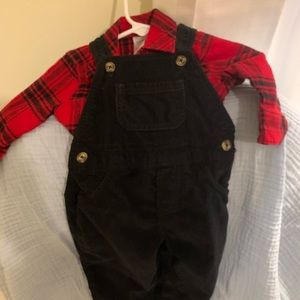 Overalls and shirt separate. Shirt is a onsie